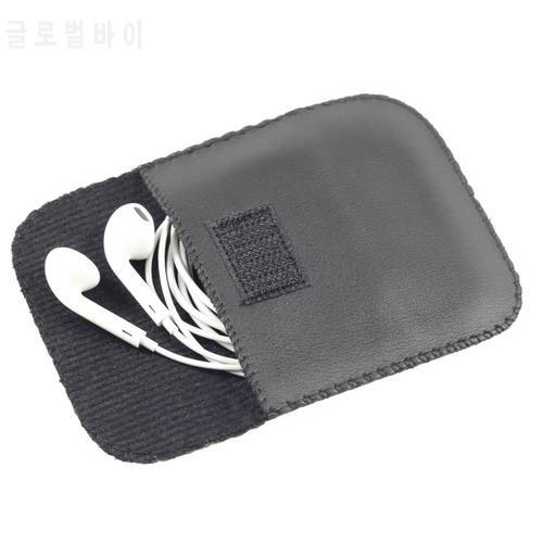 Earphone Case Waterproof Headset Storage Bag Cover For Airpods Headphone USB Cable PU Leather Portable Mini Earbuds Earphone Bag