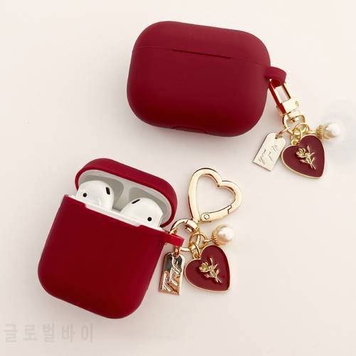 Luxury Rose Pearl Case for Apple Airpods 1 2 Case for AirPods Pro Case TWS Bluetooth Earphone Accessories Headphone Box Bag
