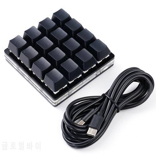 Mini 16 Keys Black Mechanical Keyboard 6 8 Key Gaming Keyboard Device Shortcut Programmable Keypad Custom Macro Automatic Click