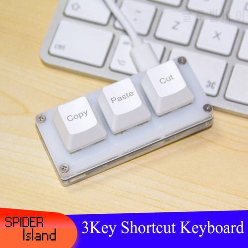 Shortcut Function 3 Key Macro Keyboard White Copy/Paste/Cut Programmable Multifunction Mini Office Keypad Macropad