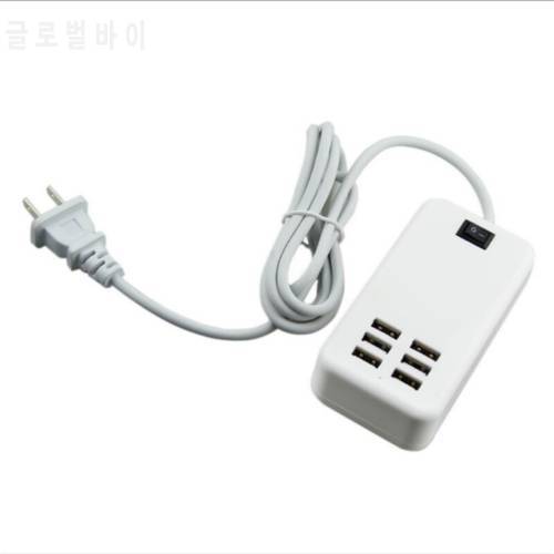 USB Socket Hub 6 Port Charger Power Splitter Adapter Desktop EU US Plug Slots USB Outlet Charging Extension With Switch 30w 5v