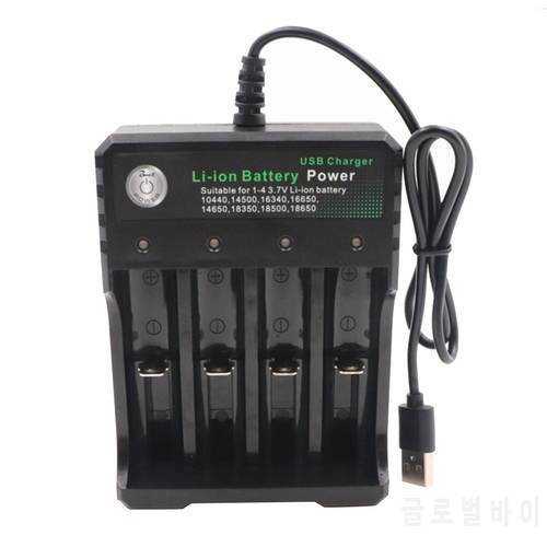 Portable USB 18650 Battery Charger Black 4 Slots AC 110V 220V Dual For 18650 Charging 3.7V Rechargeable Lithium Battery