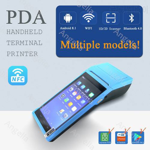 PDA Android 8.1 POS Handheld Terminal Receipt Printer Bluetooth WiFi 3G/4G NFC Option Data Collector Portable Barcode QR Code