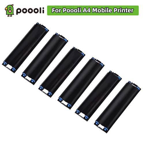 6 Rolls Poooli Printer Ribbons Thermal Transfer Ribbon Printer Supplies Compatible with Poooli A4 Mobile Printer (2Rolls/Box)