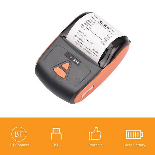 Portable Mini Thermal Printer 2 inch Wireless USB Receipt Bill Printer with 57mm Print Paper Compatible with iOS Android Windows