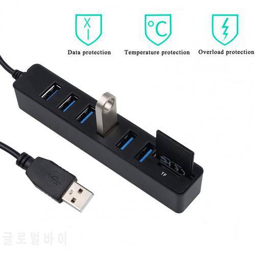 Portable Convenient Easy Setup USB Adapter Station Black USB Splitter Hot Swappable for Laptop