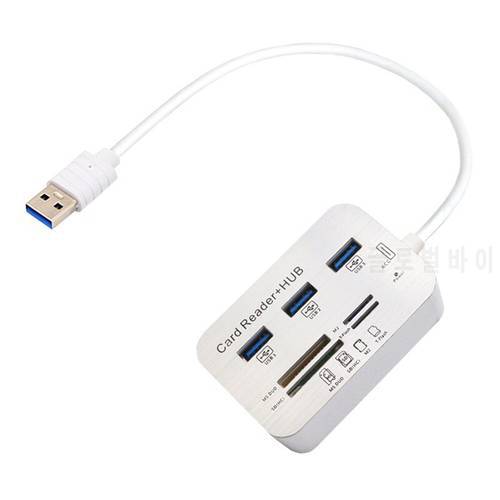 Micro USB Hub 3.0 Combo 3 Ports Splitter Power Adapter TF/SD/MS/M2 Card Reader All in One PC Computer Accessories