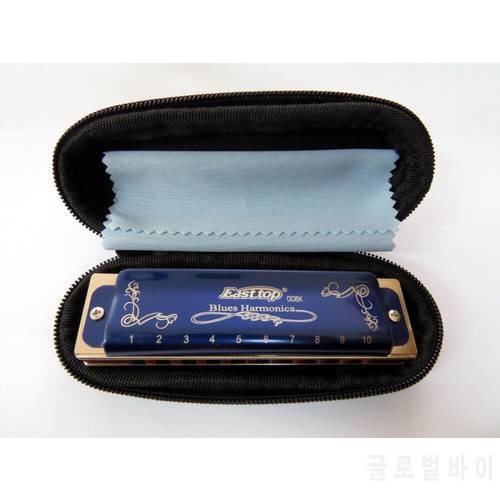 EASTTOP mouth organ T008K Blues harmonica,key of F,new blue color,good quality harmonica for beginner,player,gift