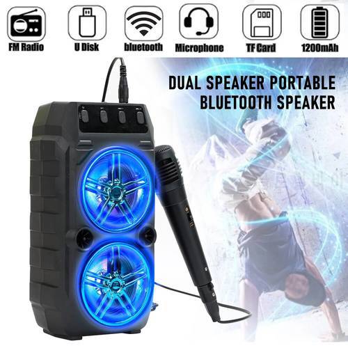 Wireless Bluetooth Speaker Dual Speakers Super Volume Portable Outdoor High Quality Home Audio, Square Dancing Microphone