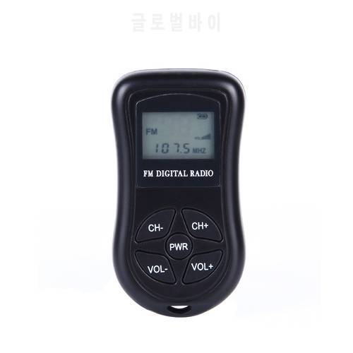 Mini Pocket Outdoor Radio LCD Display Digital Radio Personal Portable Digital FM Radio with Earphone Lanyard 60-108MHZ