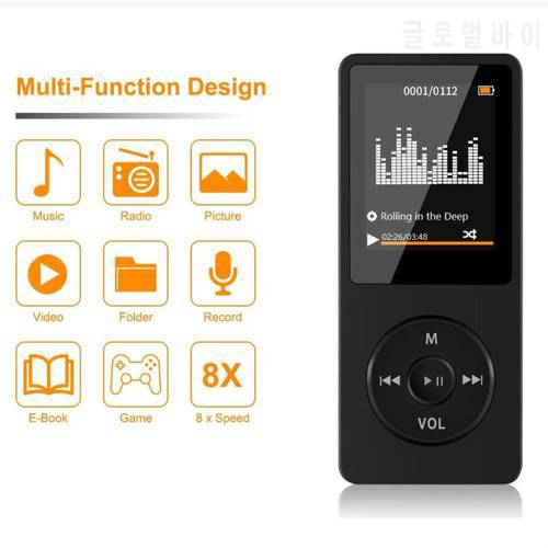 Mp3 Player Mp4 Recording Pen Walkman 1.8-inch Tft Display Multi-functional Fm Radio Student E-book Recorder Built-in Microphone