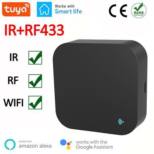 Tuya Universal WiFi RF + IR Remote Control with DIY RF433/RF315 Appliances Smart Infrared Remote Control Work for AC/TV/DVD etc