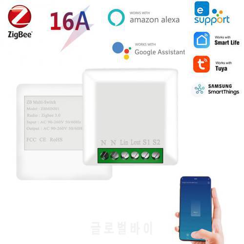 Tuya ZigBee 3.0 Mini Smart Switch Supports 1/2 Way Control Work With Ewelink Smart Things ZigBee2mqtt Hubitat Alexa Google Home
