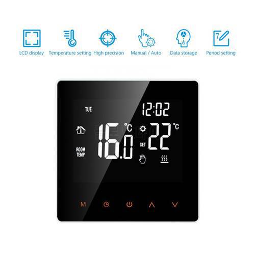 AUBESS 110-230V Smart Home Thermostat Voice Control Electric/Water Floor Heating LCD Display Temperature Controller