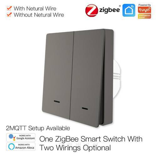 Tuya ZigBee Smart Light Switch No Neutral Wire Single Fire Timer Switch Smart Life Tuya App Control Work With Alexa Google Home