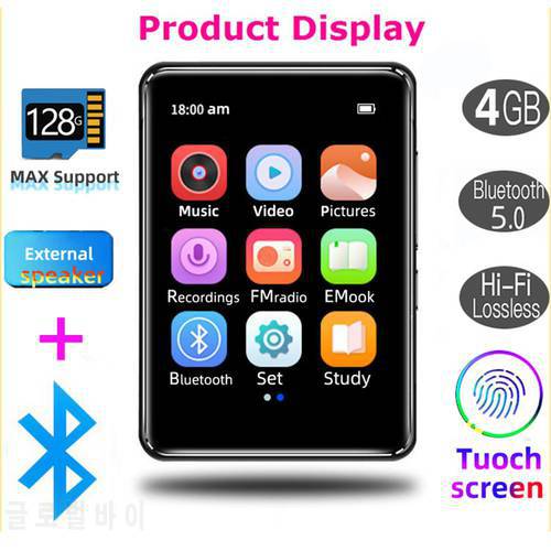 Full-screen Mp3/mp4 Music Player Hifi Student Bluetooth-compatible Ultra-thin Touch-screen 3.5mm Headphone Jack