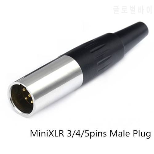 1pc Mini Aviation Connector, XLR Male Plug,3 4 5 pins, Zinc Alloy+copper pins, for MIC Microphone Audio Video Connecting