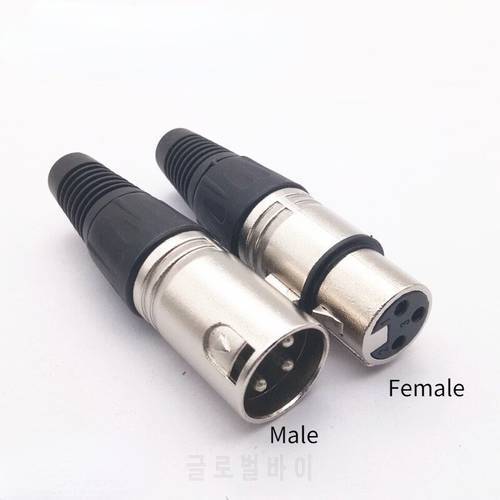 1pc 3 Pin XLR Male/Female Plug Wire Connector 3 Poles XLR Microphone Plug MIC Cable Terminal Connector Silver wholesale