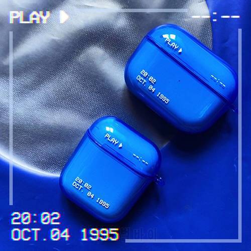 Video Tape Blue Fluorescence TPU wireless bluetooth earphone case for airpods 3 pro cases for apple airpod 1/2 cover headphone