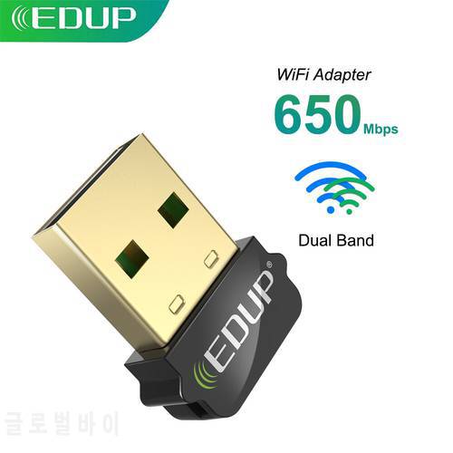 EDUP 650Mbps USB WiFi Adapter 5G/2.4GHz Wireless Network Card Mini USB Wifi Dongle Portable Adapter Receiver For Laptop WIN11