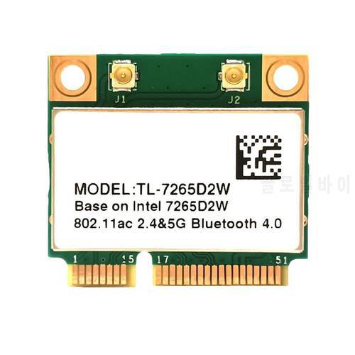 MU-AC7265 Wireless Network Card 2.4G+5G MINI PCI-E Gigabit Dual-Band BT 4.2 Wifi Network Card Supports 802.11A/B/G/N/Ac