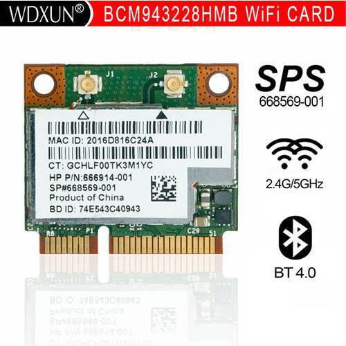 BCM943228HMB BCM43228 Half Mini PCIe Wireless WIFI WLAN Bluetooth Card SPS 718451-001 sps668569-001
