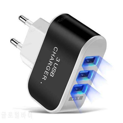 Wireless Chargers For Iphone Samsung Huawei Tablet 3Ports USB Charger LED Luminous Multi-port Mobile Phone Fast Charging Adapter