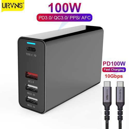URVNS PPS Quick Charge 3.0 USB Charger for iPhone 11 7 Xiaomi Samsung Huawei 100W USB C PD Fast Charging Wall Phone Charger