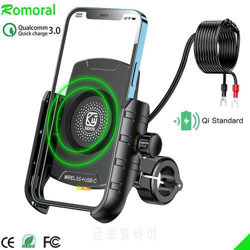 Wireless Charger For Motorcycle Smartphone Mobile Phone Holder Moto Motor Motorbike Handlebar Mount Stand