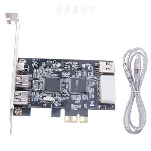 1 Set PCI-E 1X IEEE 1394A 4 Port(3+1) Firewire Card Adapter 1394 A Pcie With 6 Pin To 4 Pin IEEE 1394 Cable For Desktop