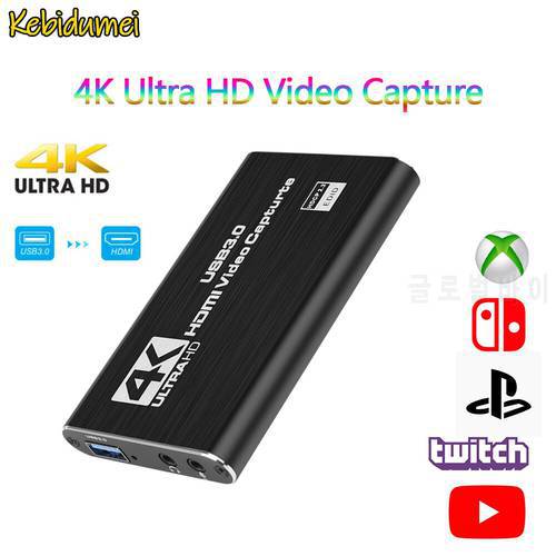 4K Ultra HD Video Capture Card USB 3.0 USB 2.0 HDMI-compatible Grabber Recorder for PS4 Game DVD Camera Recording Live Streaming