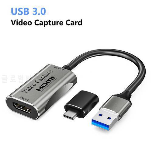 USB 3.0 Type-C Video Capture Card 1080P 60fps 4K HDMI-compatible Video Grabber Box for Macbook PS4 5 XBox Game Camera Recorder