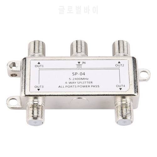 Hot Selling 4 Way 4 Channel Satellite/antenna/cable TV Splitter Distributor 5-2400mhz F Type Wholesale in Stock Shipping