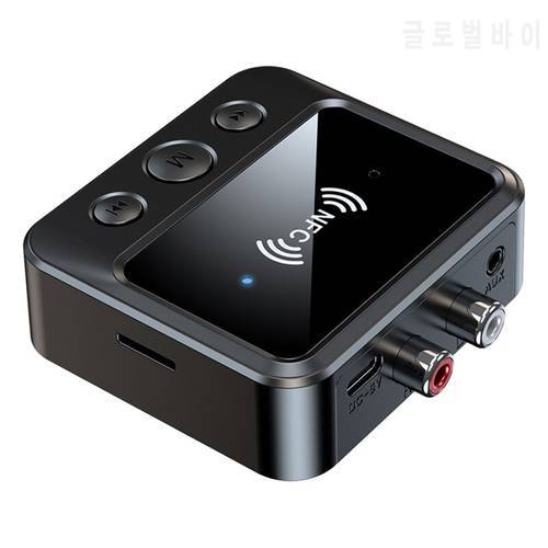 AT41 NFC Bluetooth 5.1 Audio Receiver A2DP AUX 3.5Mm RCA Smart Playback Stereo Audio Wireless Adapter For Car Speaker