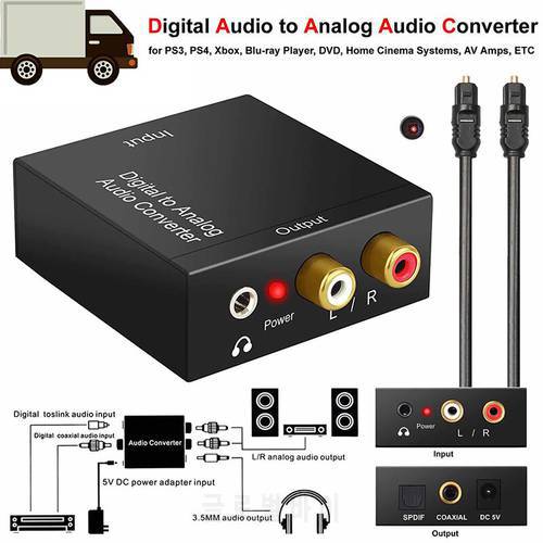 Optical Coaxial Toslink Digital To Analog Converter Rca L / R Stereo Audio Adapter Digital To Analog Coaxial Converter