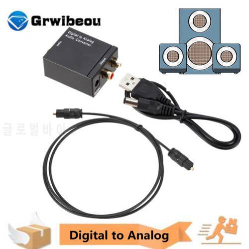 GRWIBEOU Digital to Analog Audio Converter Optical Fiber Toslink Coaxial Signal to RCA R/L Audio Decoder SPDIF ATV DAC Amplifier