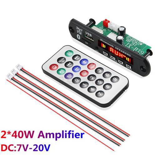 Power Amplifier 80W Player Decoder Board 7V-20V Bluetooth5.0 Car MP3 FM Radio Module TF USB AUX WMA Player Decode