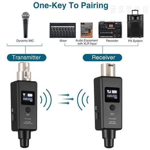 Rechargeable Wired Microphone To Wireless Mic System Converter Includ Transmitter & Receiver Fit For Wired Dynamic/condenser Mic