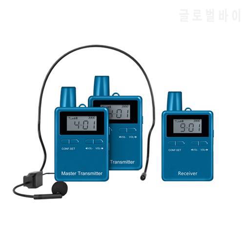 RC2402 Wireless Audio Tour Guide System Explainer 1 Transmitter +1 Receiver With Microphone For Team Meetings Horse Riding Teach