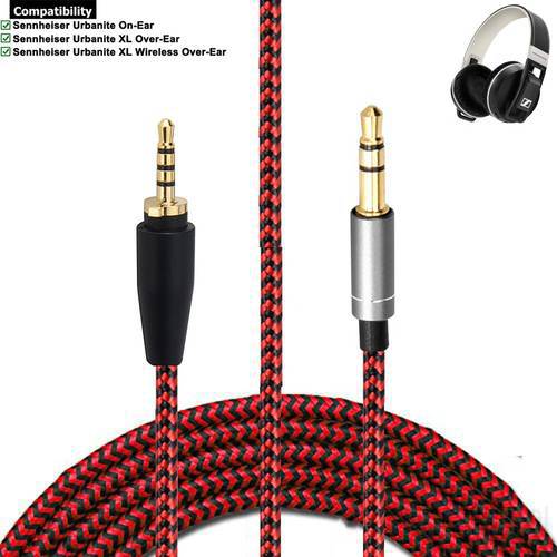 Replacement Stereo Audio Cable Upgrade Braid Tangle-Free Cord for Sennheiser Urbanite On-Ear XL Wireless Over-Ear Headphones