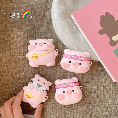 Cute Pig For Apple AirPods Case Pro 1 / 2 / 3 Wireless Headphone Cover Bags Bluetooth wireless earphone cartoon rubber shell