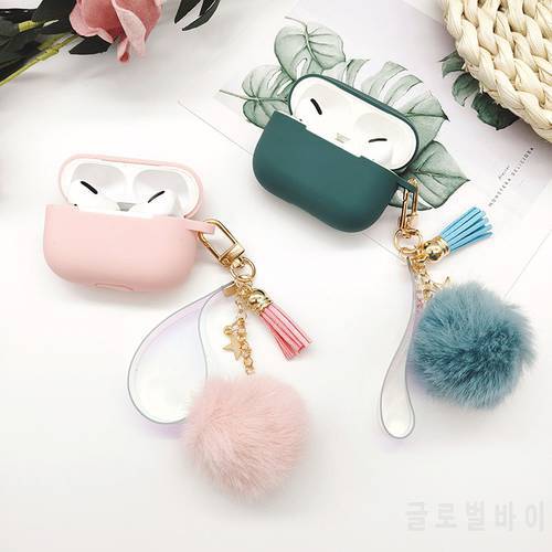 For AirPods Pro 3 Case Pink Silicone Earphone Case For AirPods 2/1 Bluetooth Headset Box With Cute Star Tassel Hairball Keychain