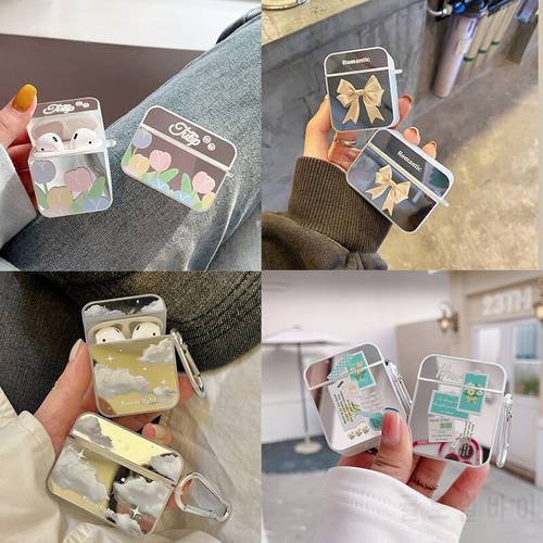 Fashion Glossy Mirror Cover for Apple AirPods 1 2 3 3rd Case for AirPods Pro Case Flower Bear Headphone Earphone Box Accessories