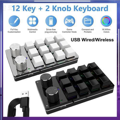 Mini Keyboard 12Key 2Knob Custom Teclado Gamer Programmable Keypad DIY Hot-swap Customization Mechanical Keyboard Macro Keypad