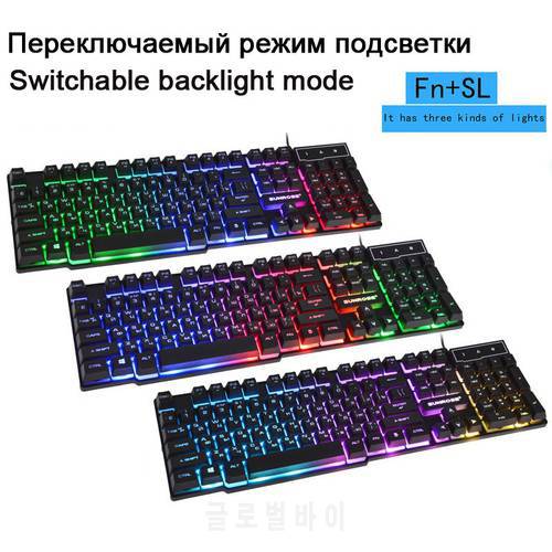Russian Keyboard Wired Gaming Keyboard USB 104 Keys RGB Backlit LED Switchable Waterproof PC Gamer Keyboard For Computer Laptop