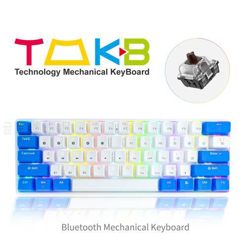 TMKB GK61 Mechanical Gaming Mini Keyboard Bluetooth 5.1 Type-C RGB Hot-Swappable Wireless 60%Keyboard