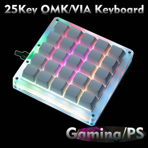 QMK Keyboard VIA Macro Keyboard Macropad 25Keys White Blank Keyboard Cherry Switch RGB Backlight Programming Keypad Window Mac