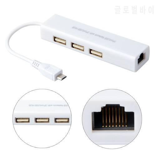 Adapter 1Port USB Network with 3Port USB Hub adapter Micro USB to network LAN Ethernet RJ45 adapter with 3 ports