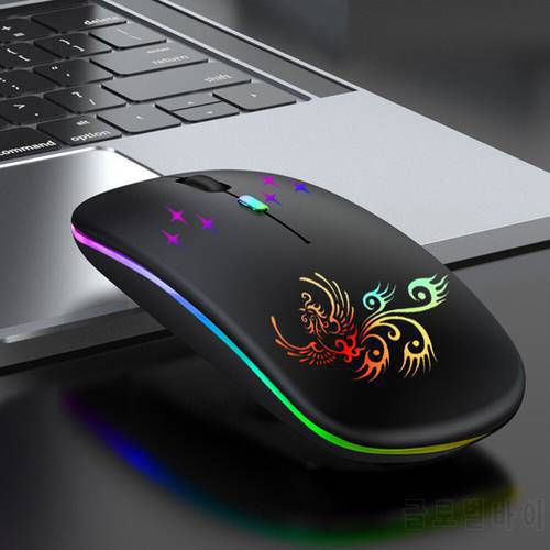 W128 Rechargeable Wireless Mouse with Colorful LED Light USB Mute Mouse Computer Accessories with USB Unifying Receiver H-best
