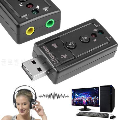 Headphone Microphone Audio Adapter 7.1 USB Sound Card 3.5mm Stereo Headset Supports 3D Sound for Desktop Laptop